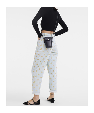 Longchamp Logo Details Mobile Phone Bag In Black
