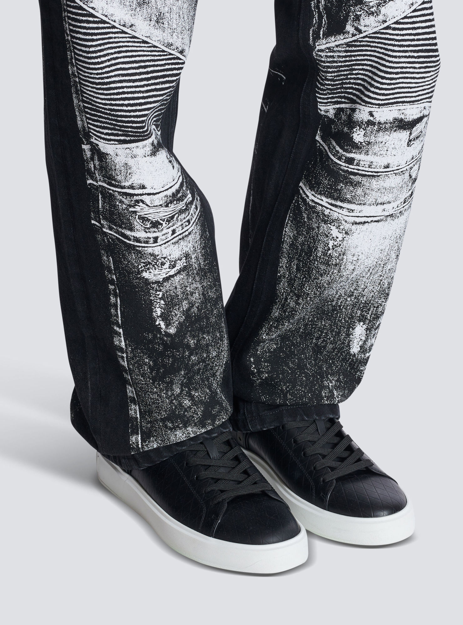 Balmain 'b-court B-buzz' Black Low Sneakers With Diamond Motif And Logo Patch On The Tongue In Black