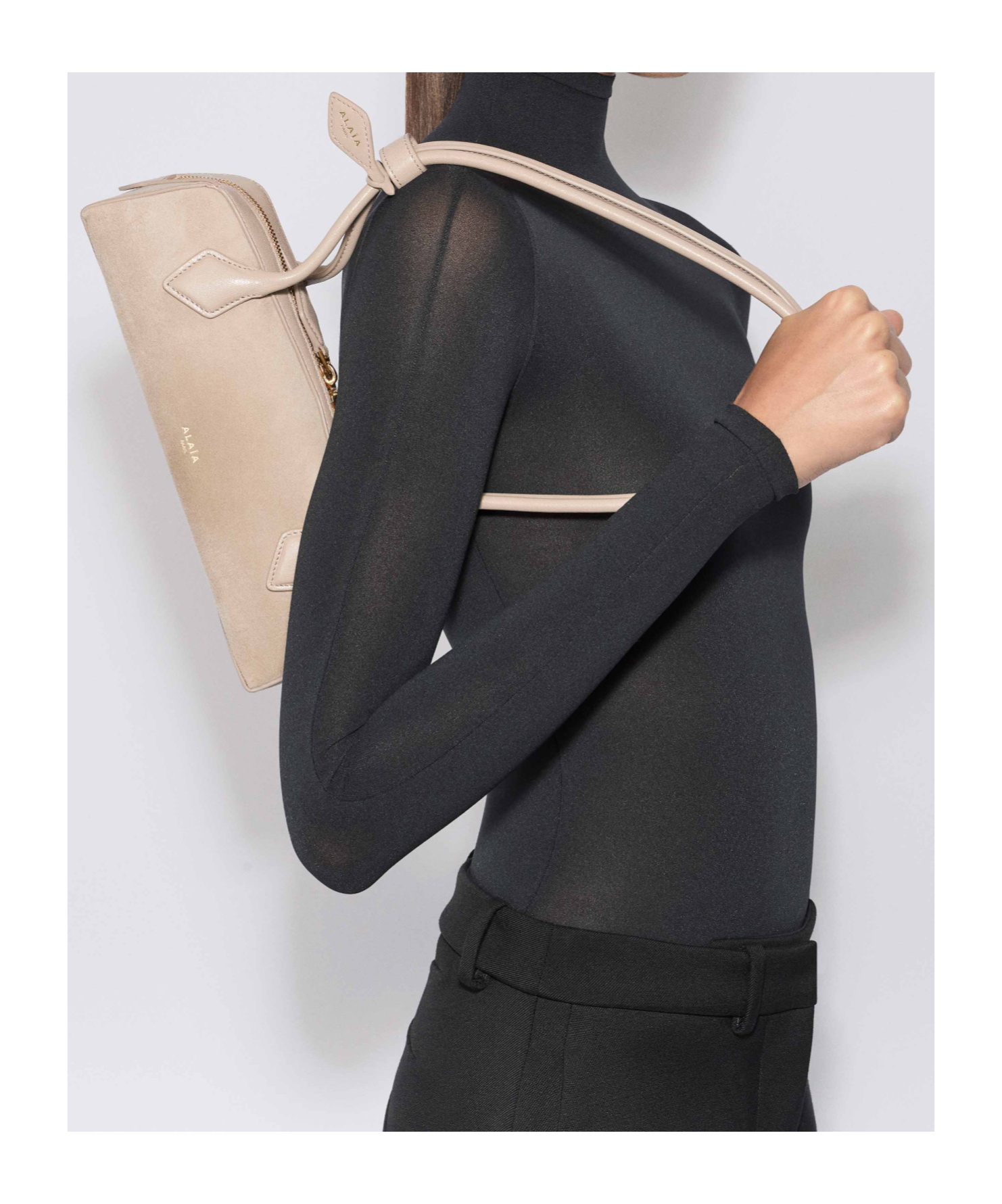 Alaïa Le Teckel Small Bi-material Bag In Leather