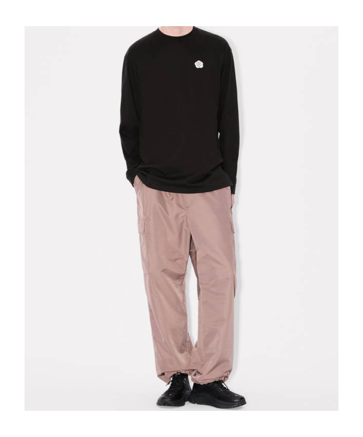 Kenzo Crew Neck Graphic Print Long Sleeves T-shirt In Black