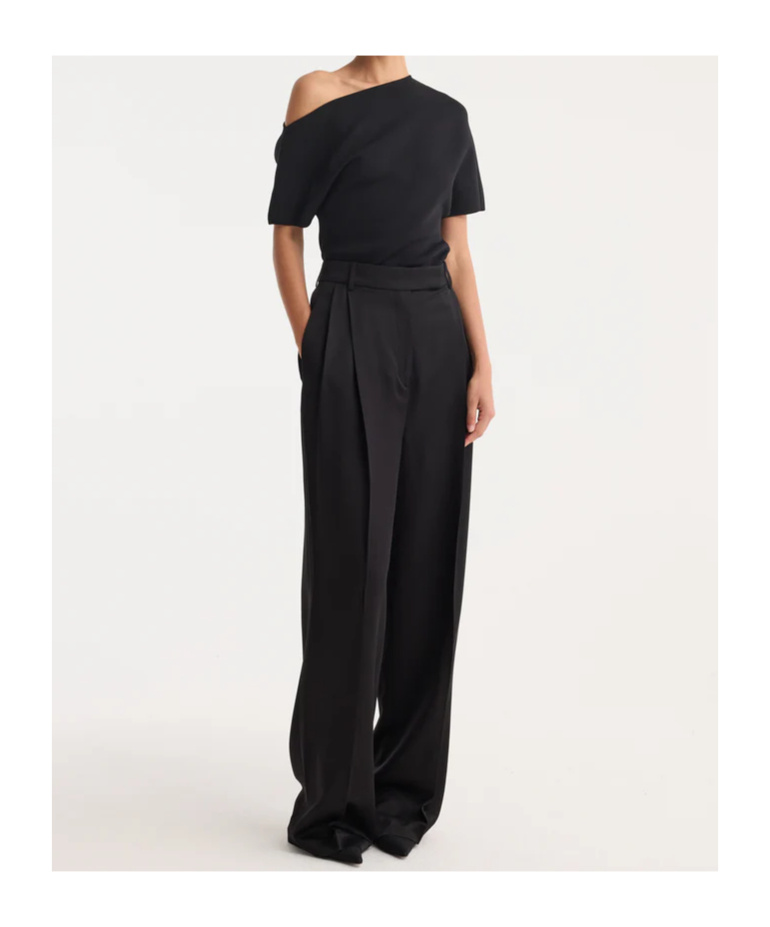 Rohe High-waisted Pleated Casual Pants In Black
