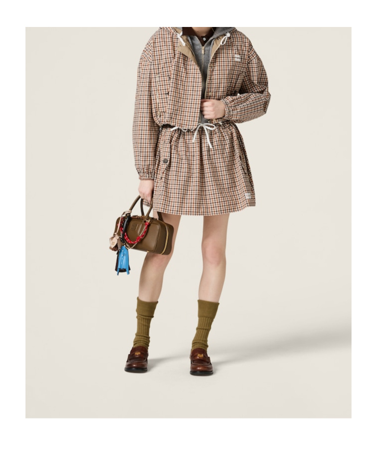 Miu Miu Checkered Skirt In Nude