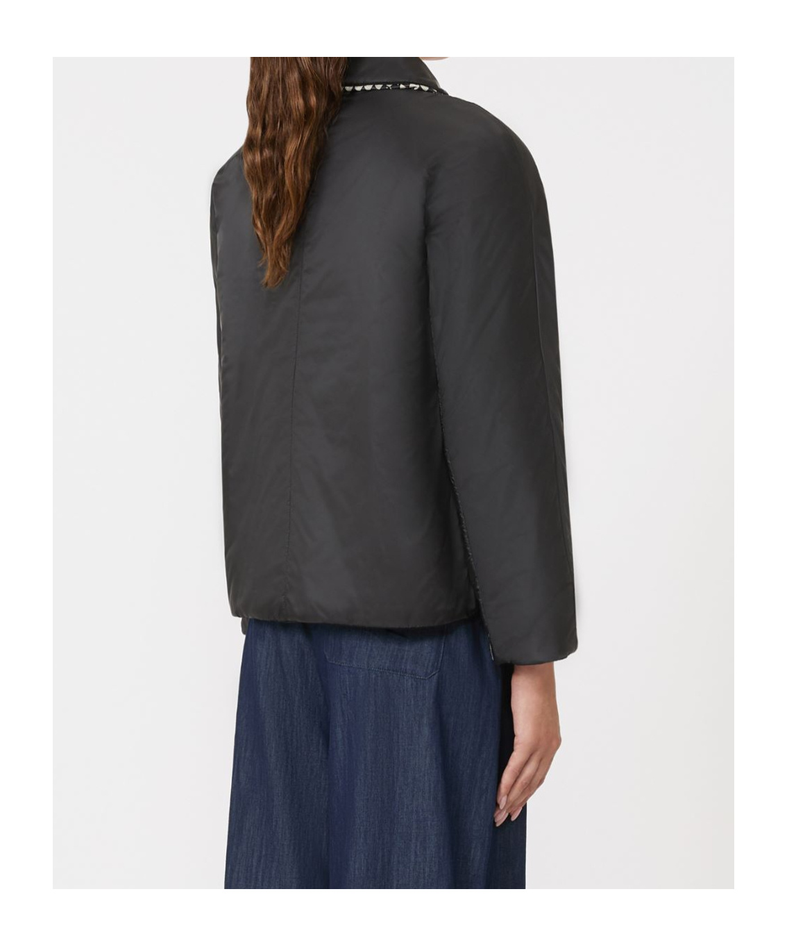 Max Mara Double-sided Cotton Jacket In Black