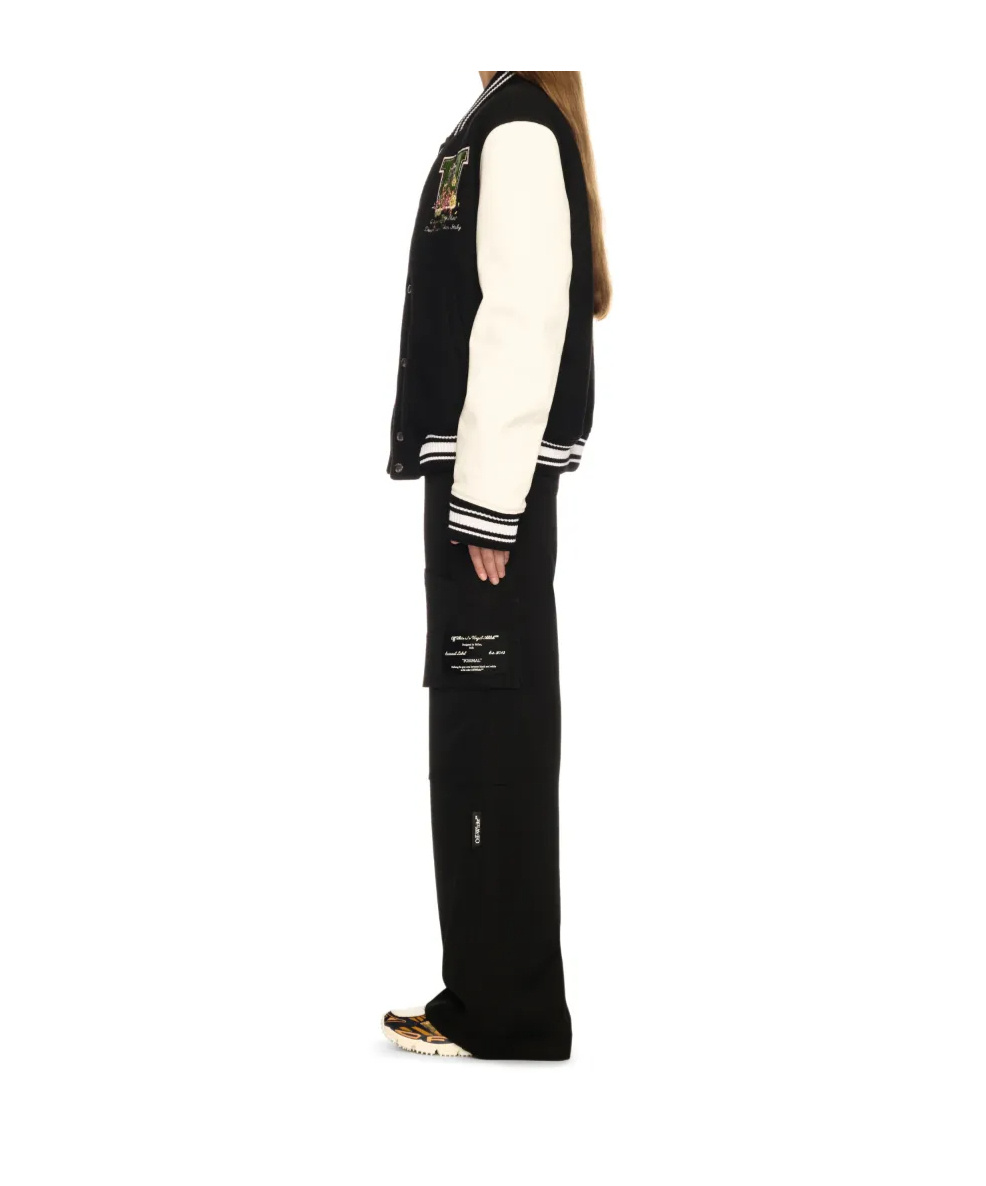 Off-white Floral-embroidered Bomber Jacket In Black