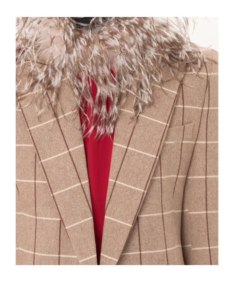 Valentino Windowpane-check Double-breasted Blazer In Brown