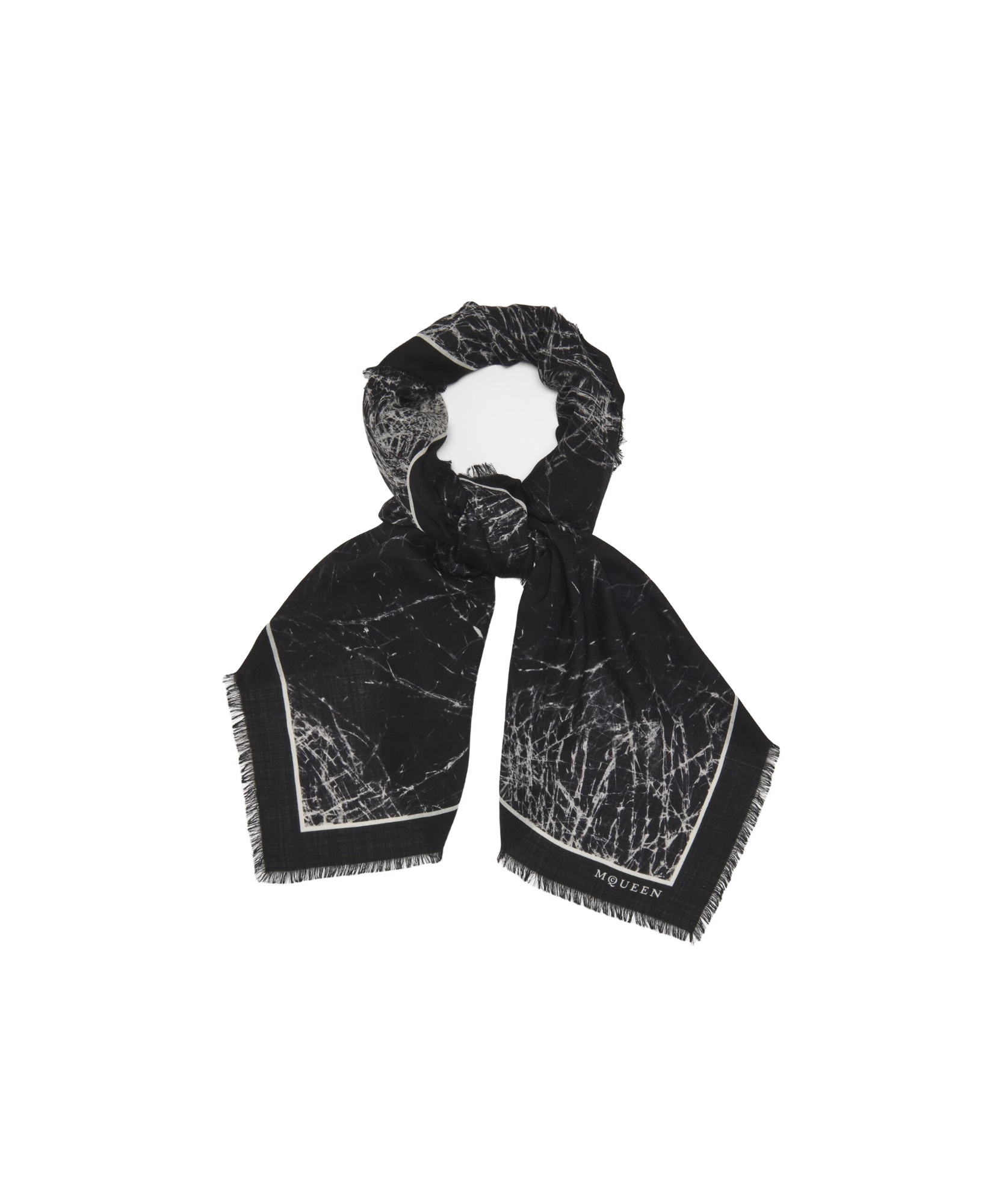 Alexander Mcqueen Wool Scarf In Black