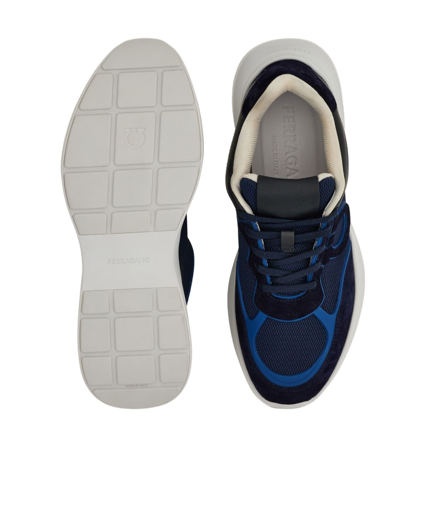 Ferragamo Low Top Sneaker With Gancini Ornament In Blue