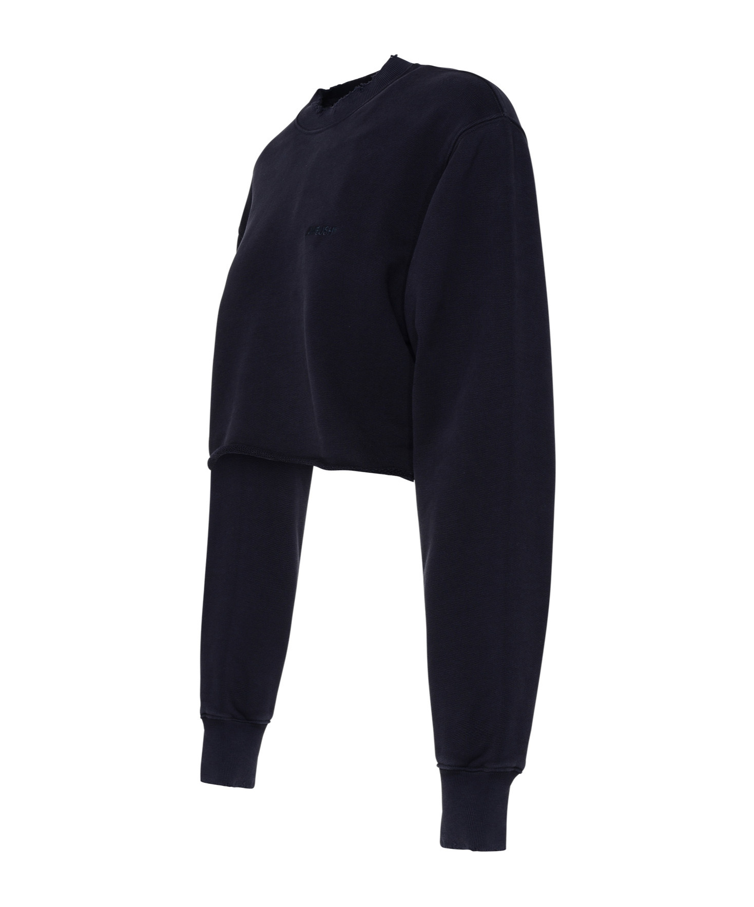 Ambush Distressed Crew Neck Cropped Sweatshirt In Black