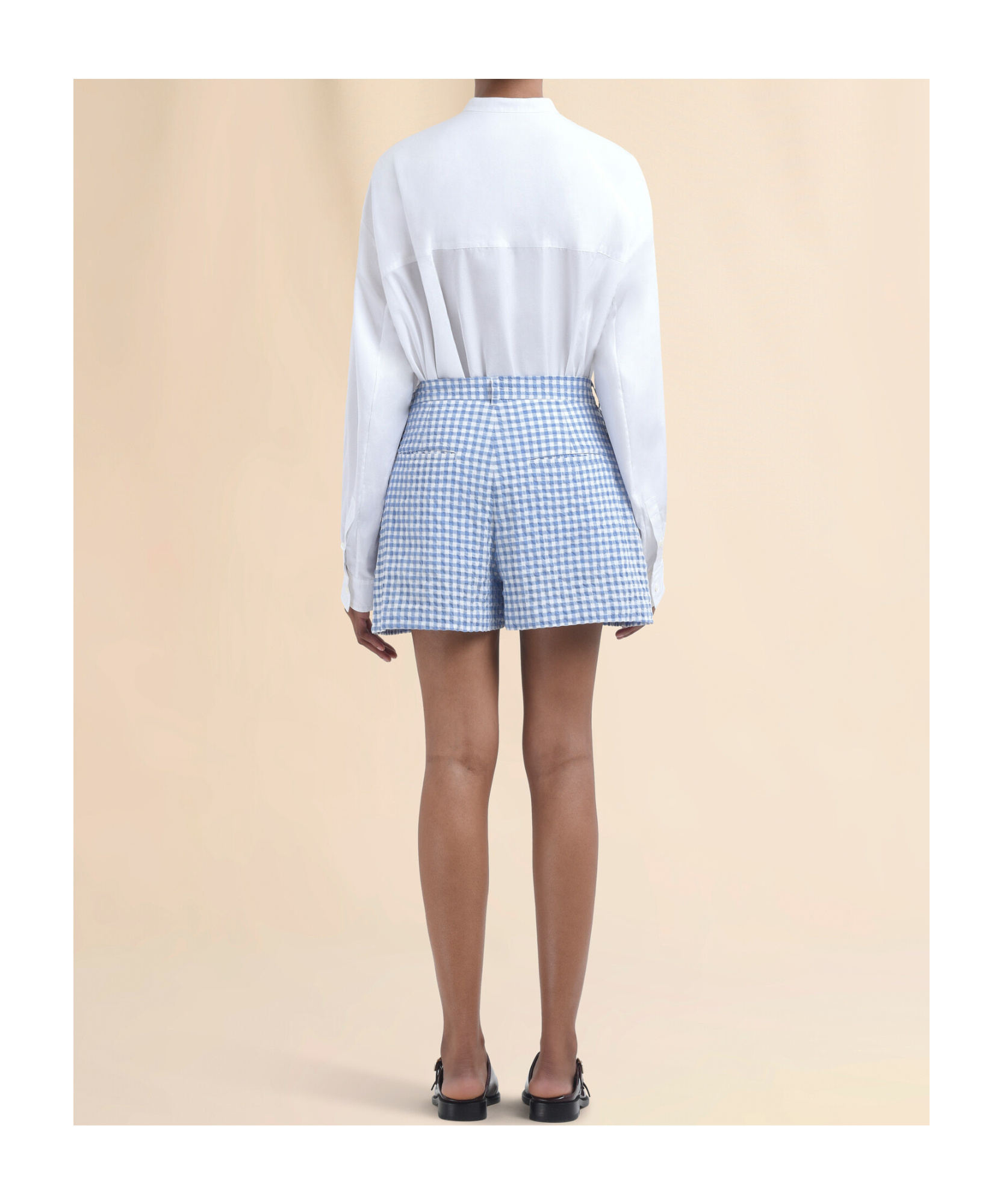 Marni Light Blue And White Checked Seersucker Shorts In Light Blue And White