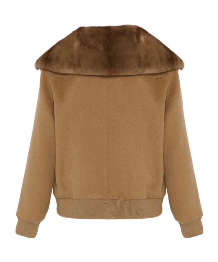 Yves Salomon Cashmere-blend Cropped Blouson With Removable Mink Fur Collar In Brown