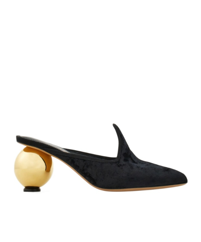 Ferragamo Spherical Heel Mule In Black