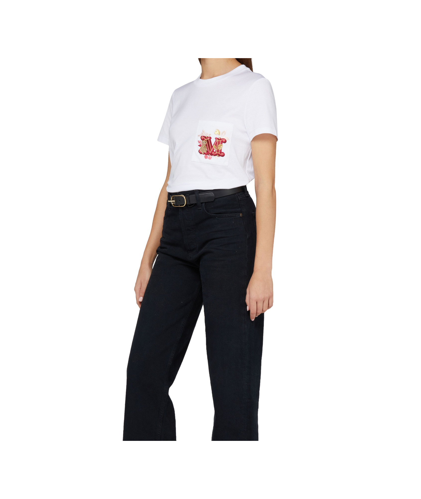 Shop Max Mara Open-necked Black Shirt In White