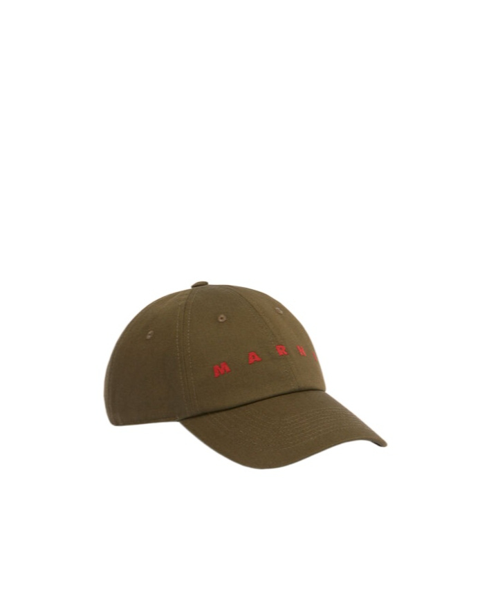 Marni Logo-embroidered Cap In Green