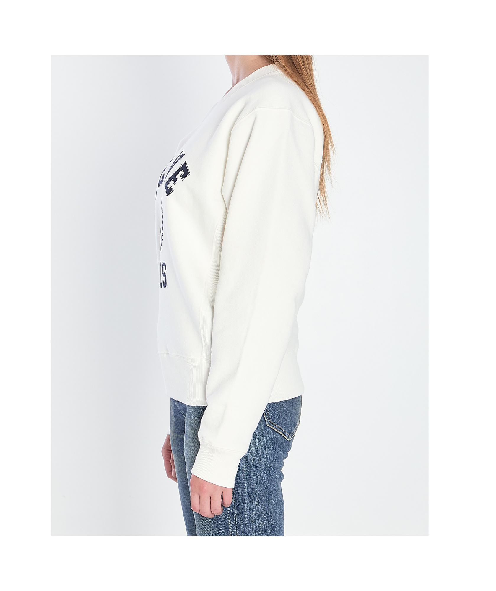 Celine Women Logo Cotton Sweatshirt In White