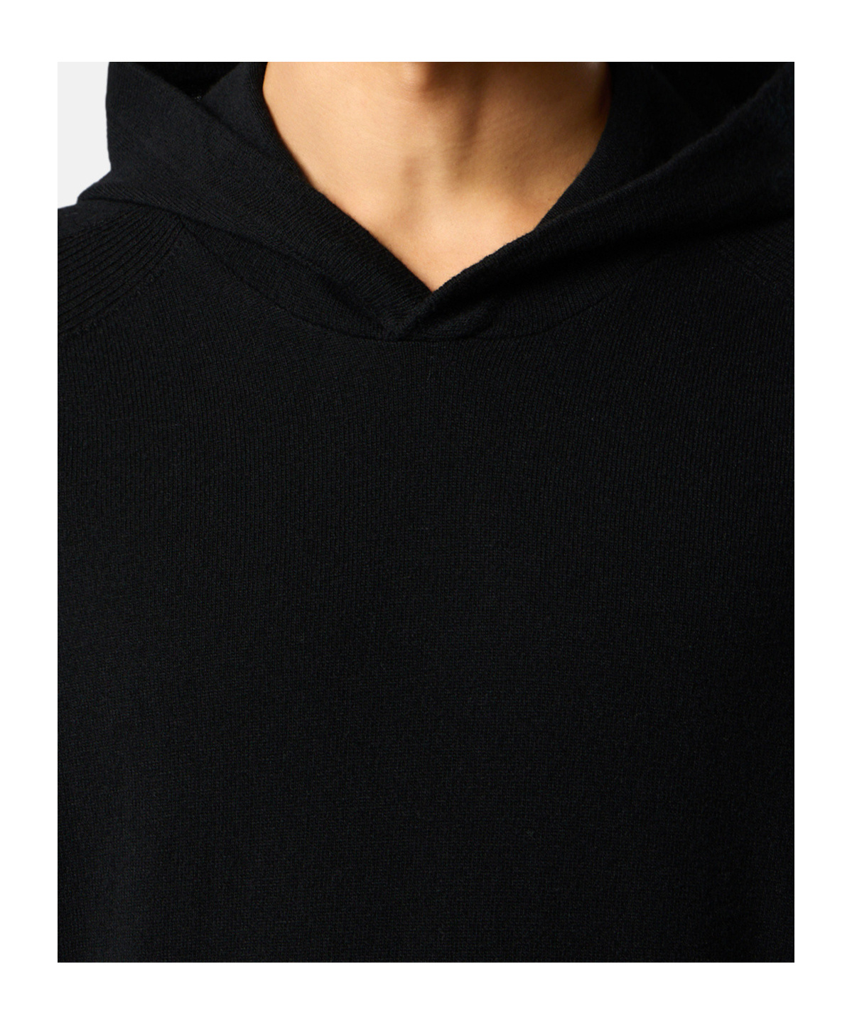 Stone Island Hooded Jumper With Raglan Sleeves And Ribbed Trims In Black