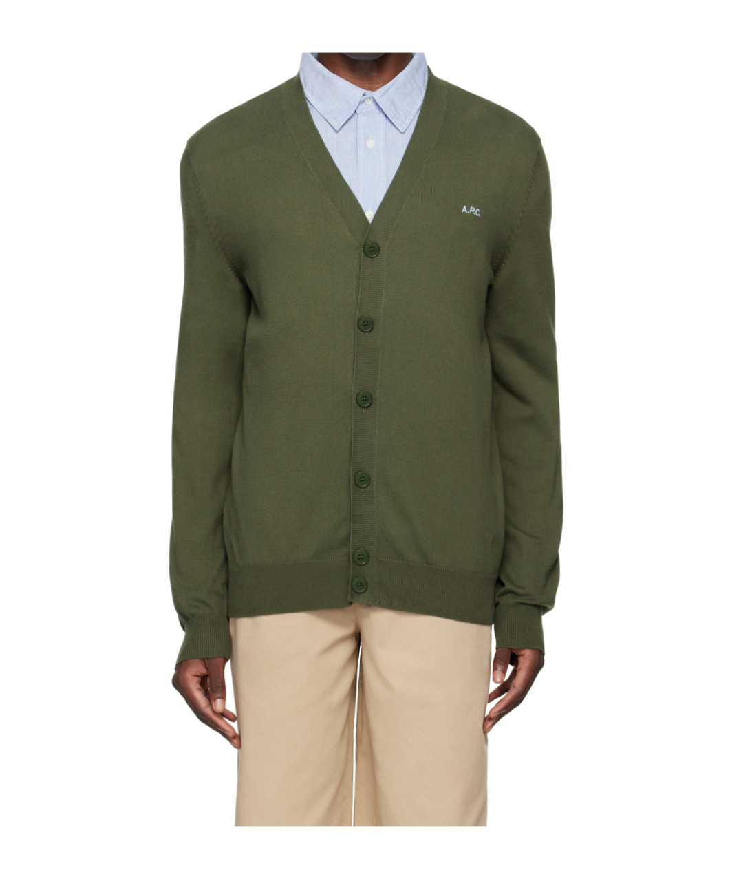 Apc Khaki Joseph Cardigan In Green