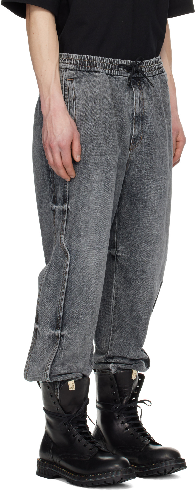Juunj Track Jogger Denim Sweatpants In Gray