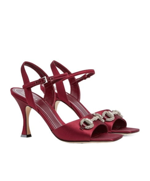 Gucci Women's Sandal With Crystal Horsebit In Red
