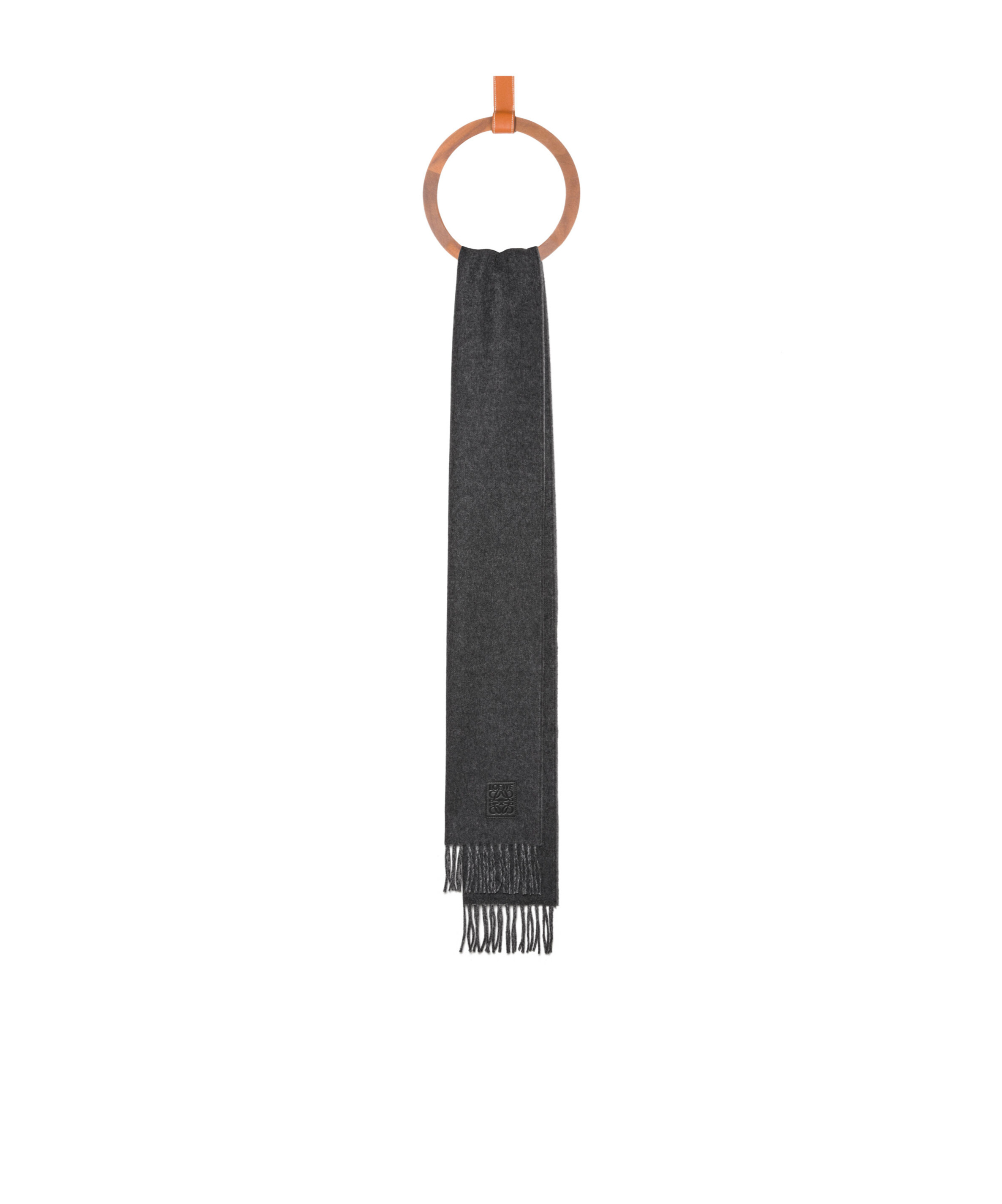 Loewe Womens Two-tone Anagram-embroidered Wool And Cashmere-blend Scarf In Black