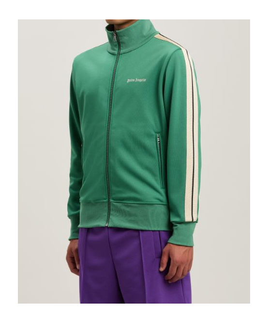 Shop Palm Angels Logo Embroidered Track Jacket In Green