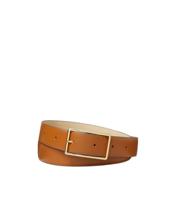 Tory Burch Leather Rectangle-buckle Belt In Brown