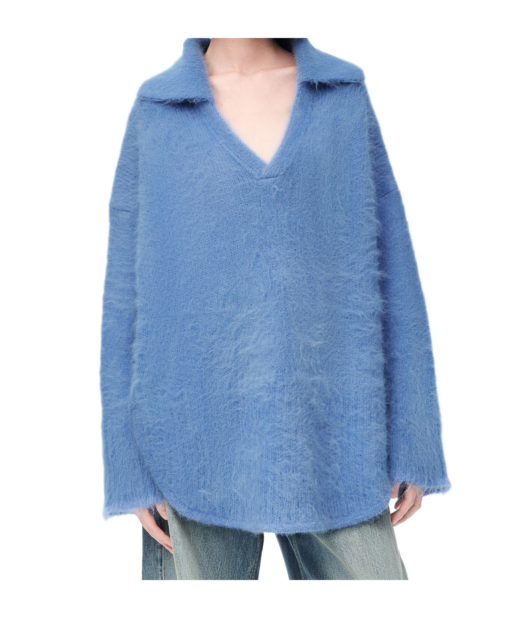Loewe Long-sleeved Wool Sweater In Blue