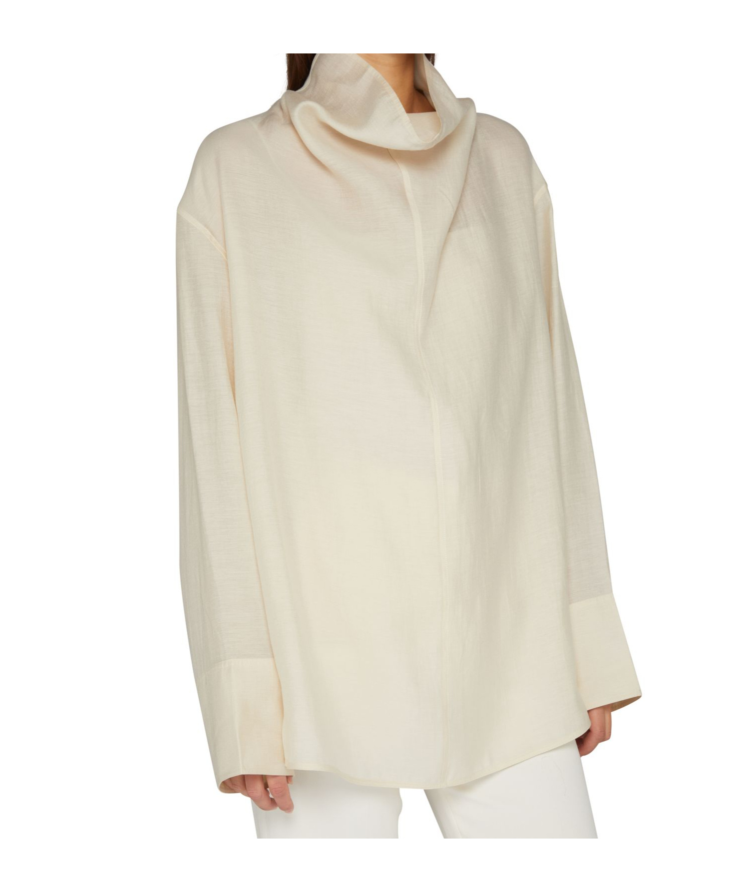 Totême Toteme Women Funnel-neck Organza Blouse In Nude