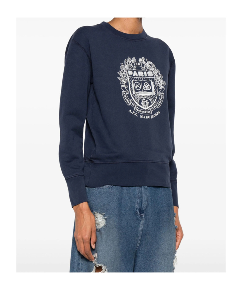 Apc A.p.c. X Marc Jacobs Long-sleeved Crewneck Sweatshirt In Blue