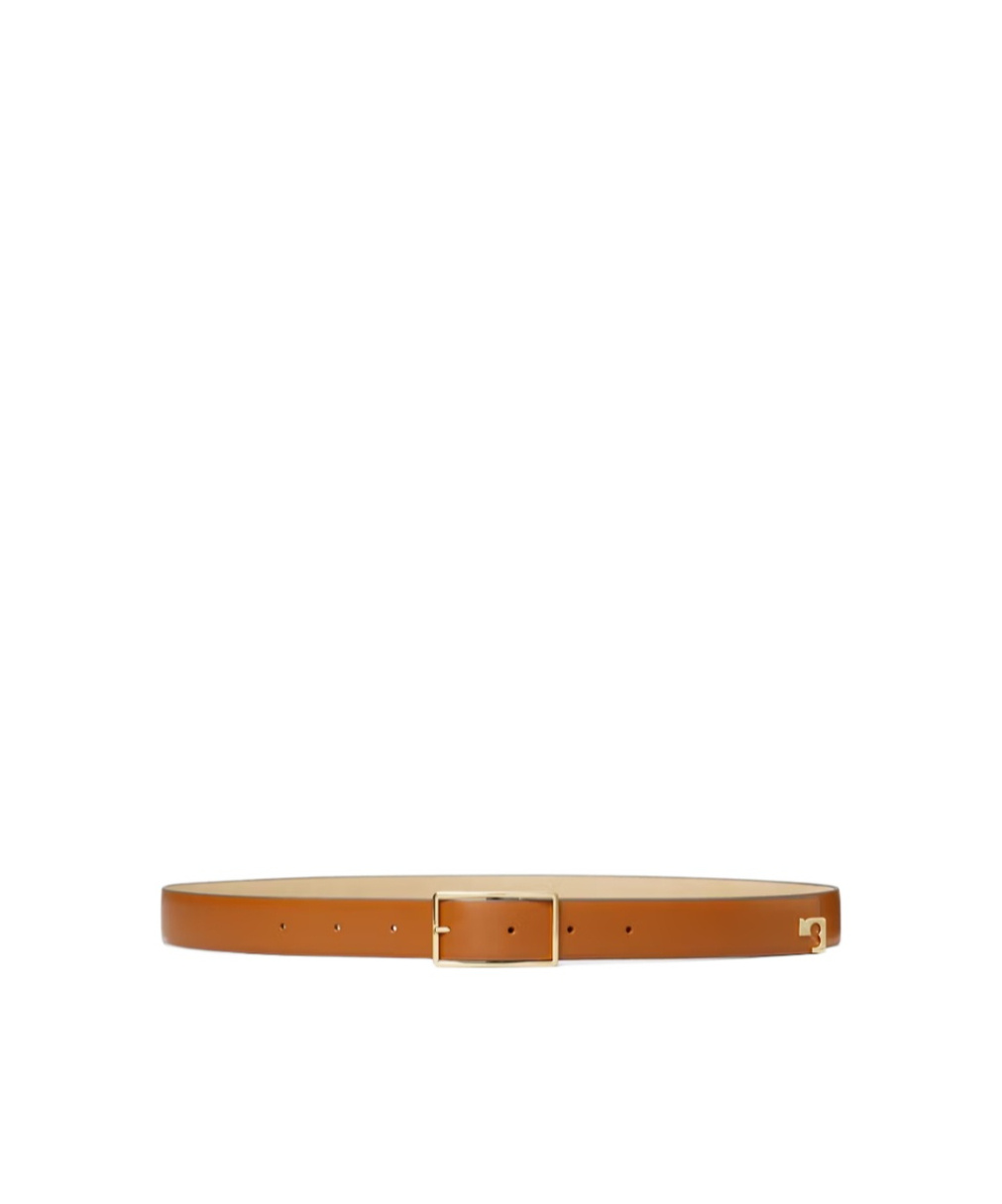 Tory Burch Leather Rectangle-buckle Belt In Brown