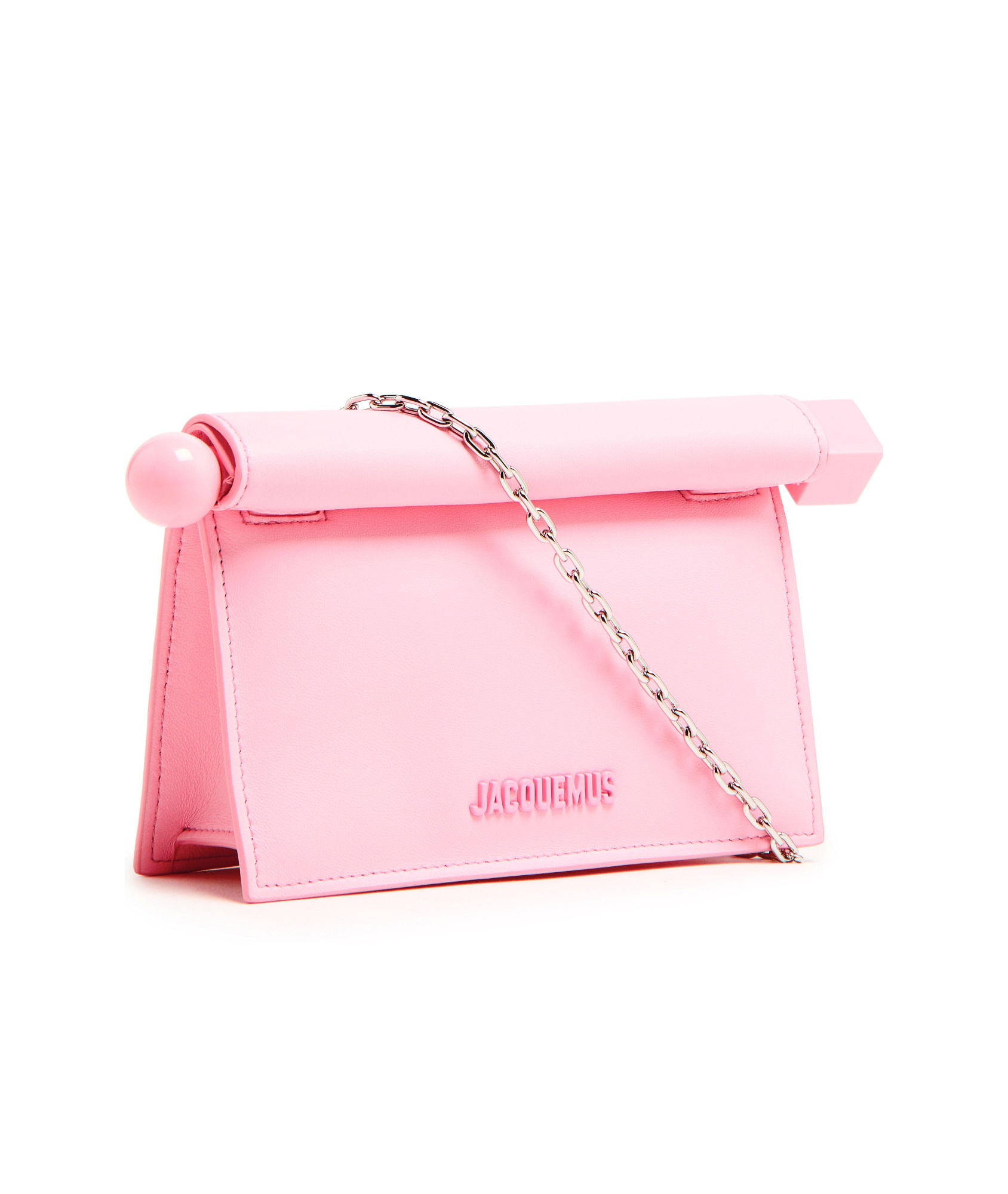 Jacquemus Leather La Petite Pochette Clutch Bag In Pink