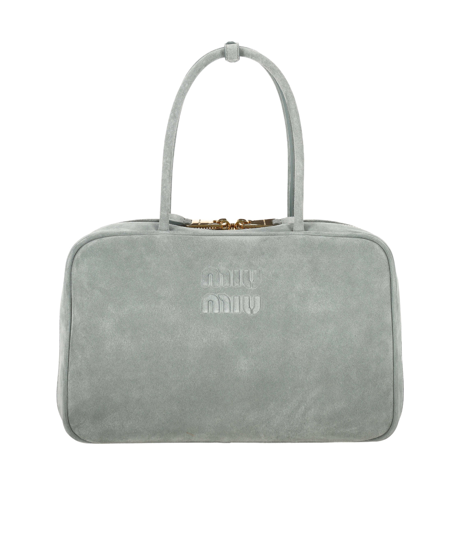 Miu Miu Logo Tote Bag In Gray