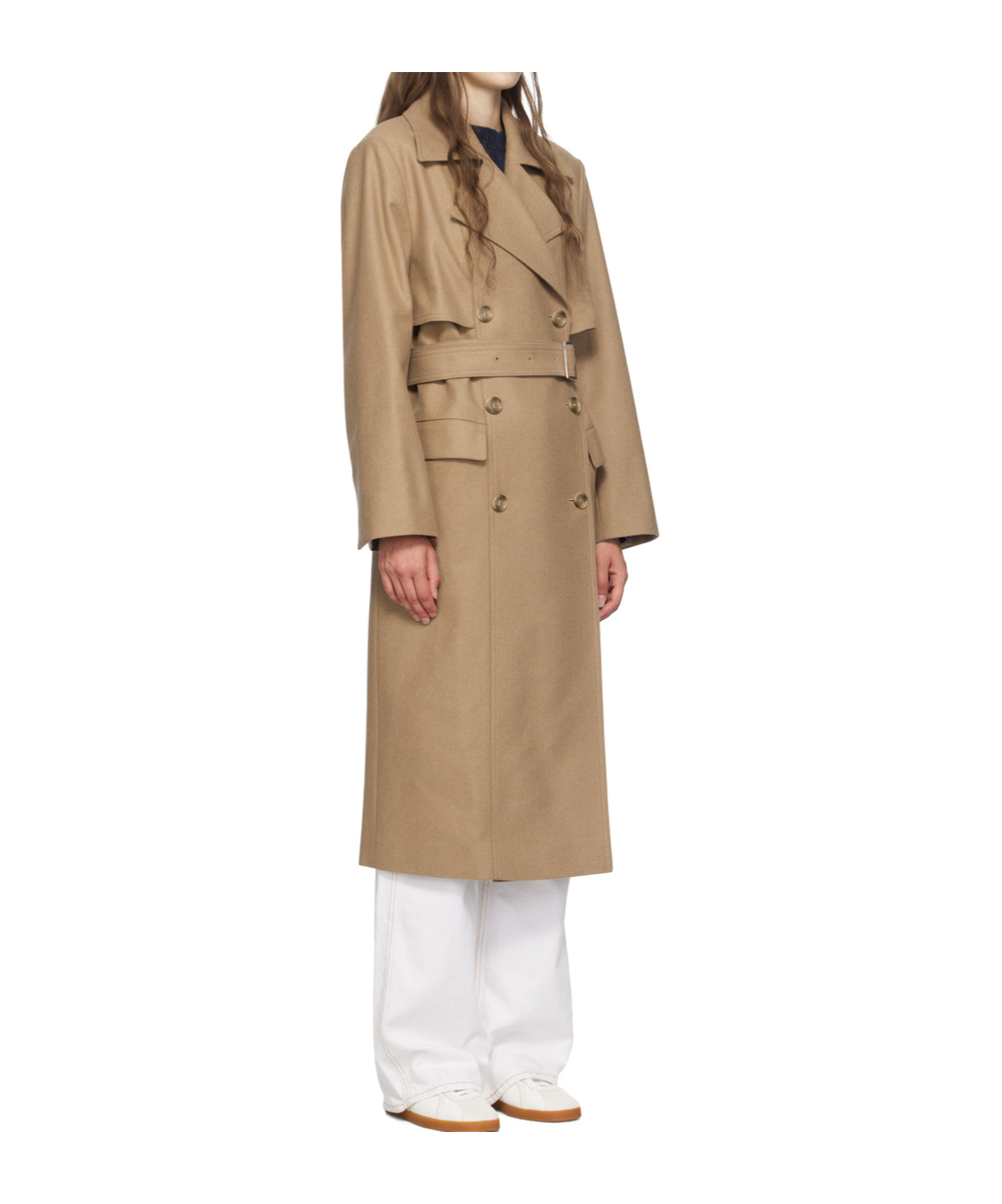 Hugo Boss Beige Belted Coat In Nude