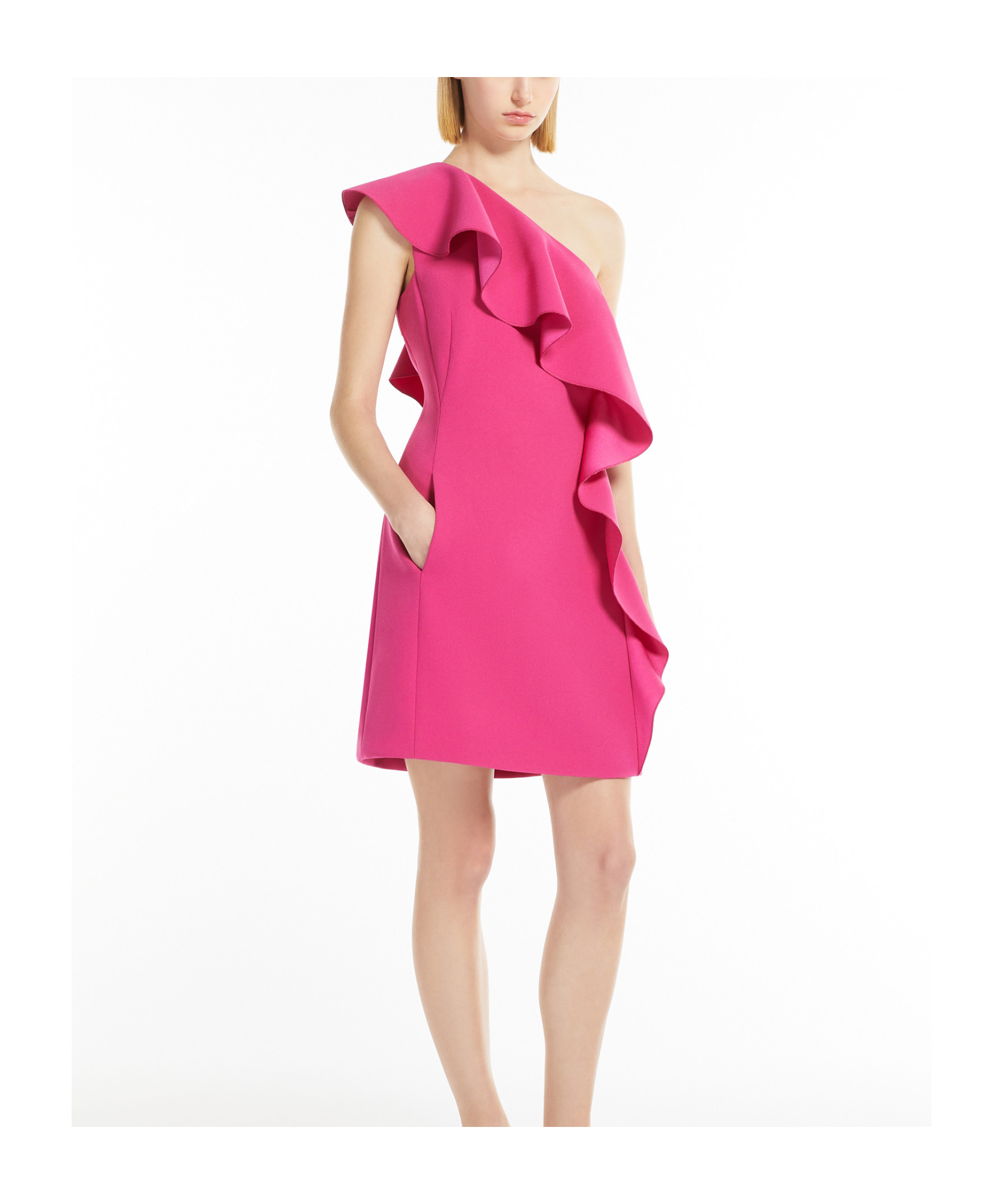 Max Mara One-shoulder Ruffled Dress In Pink