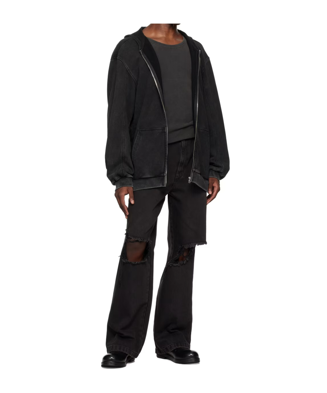 We11 Done Rivet Hooded Hooded Hoodie In Black