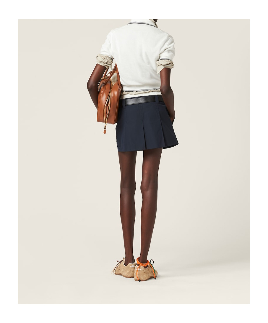 Shop Miu Miu Panama Cotton Miniskirt In Black