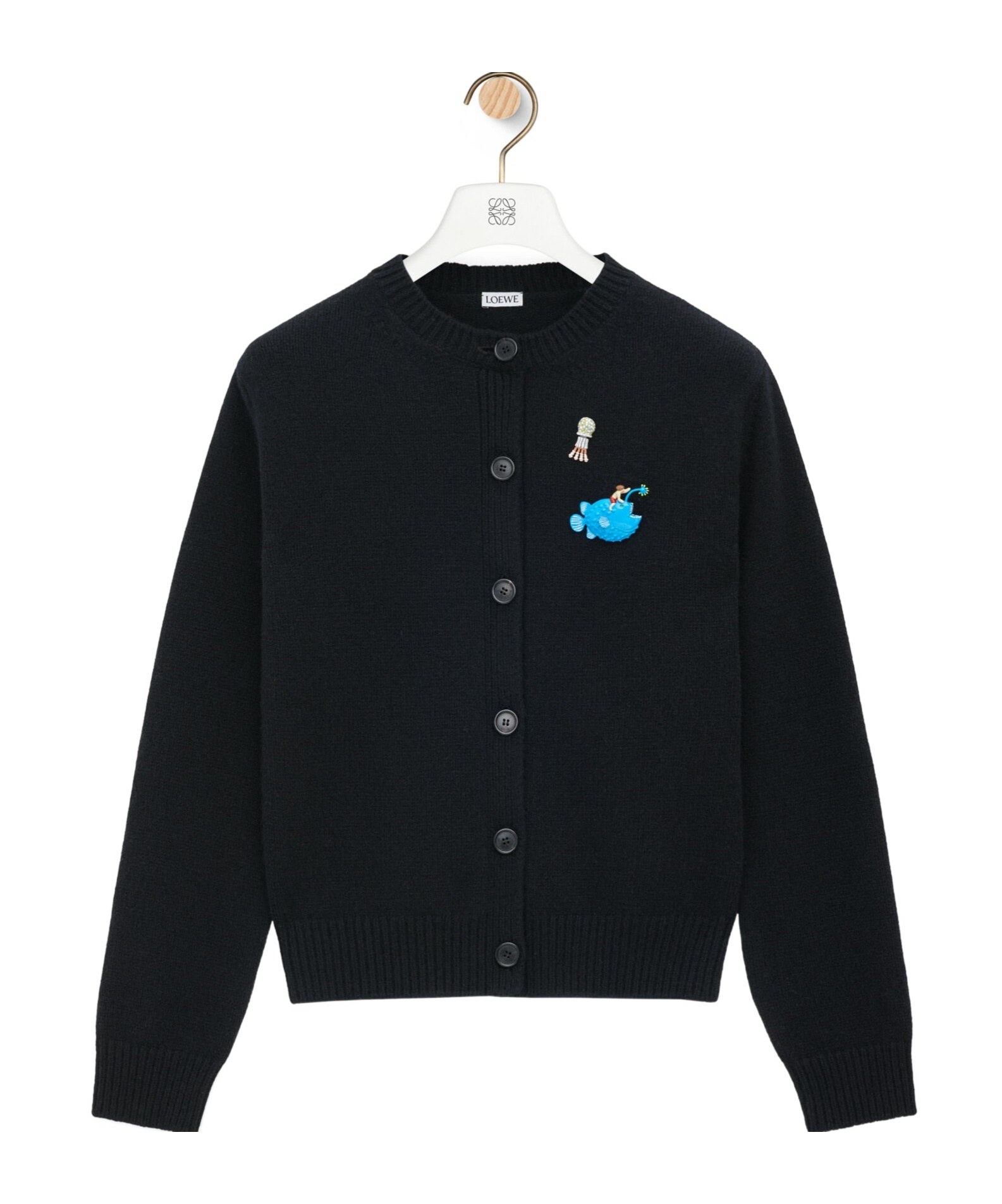 Loewe Wool Knitted Cardigan In Black