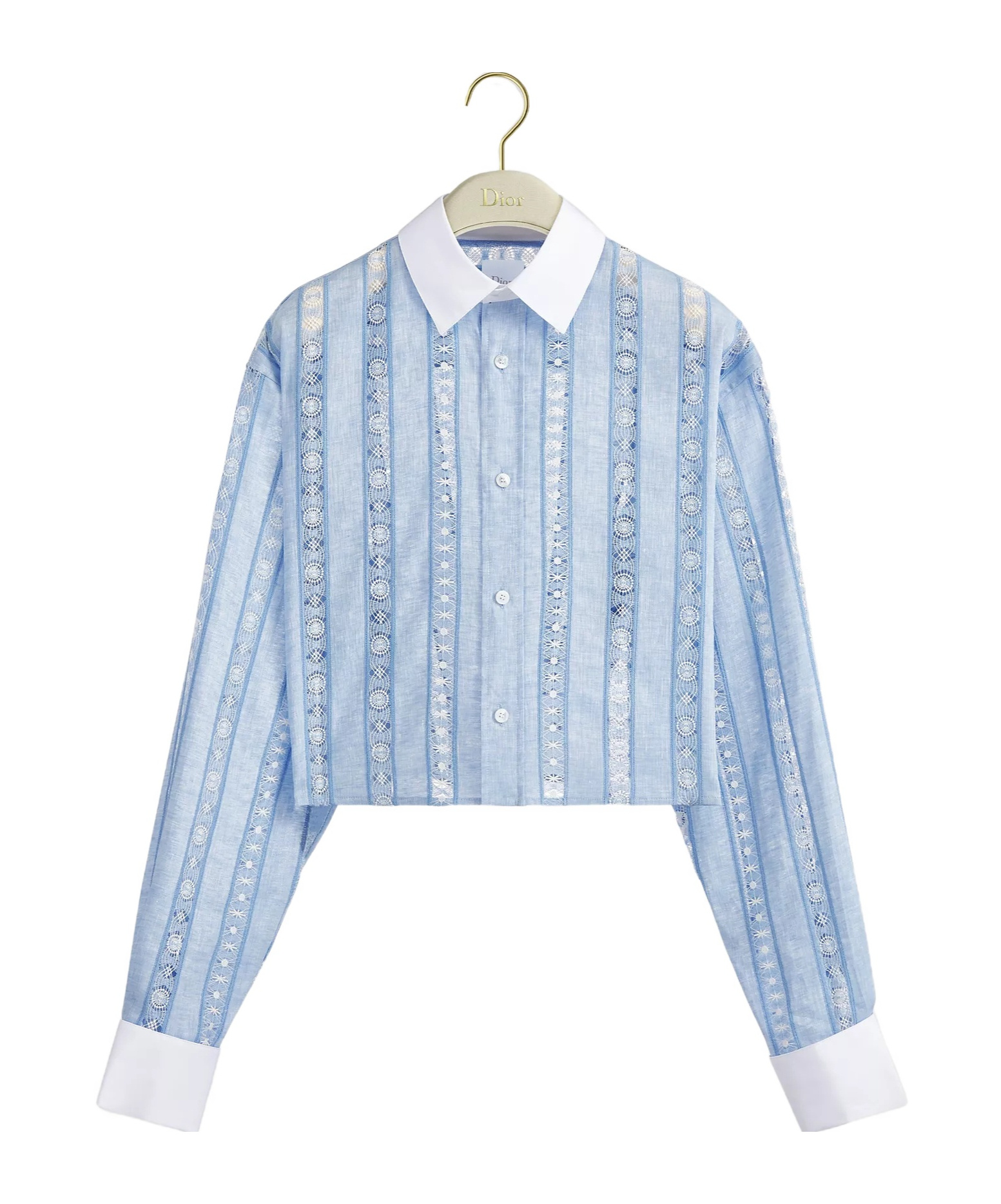 Dior Iviera Embroidered Cropped Blouse In Blue