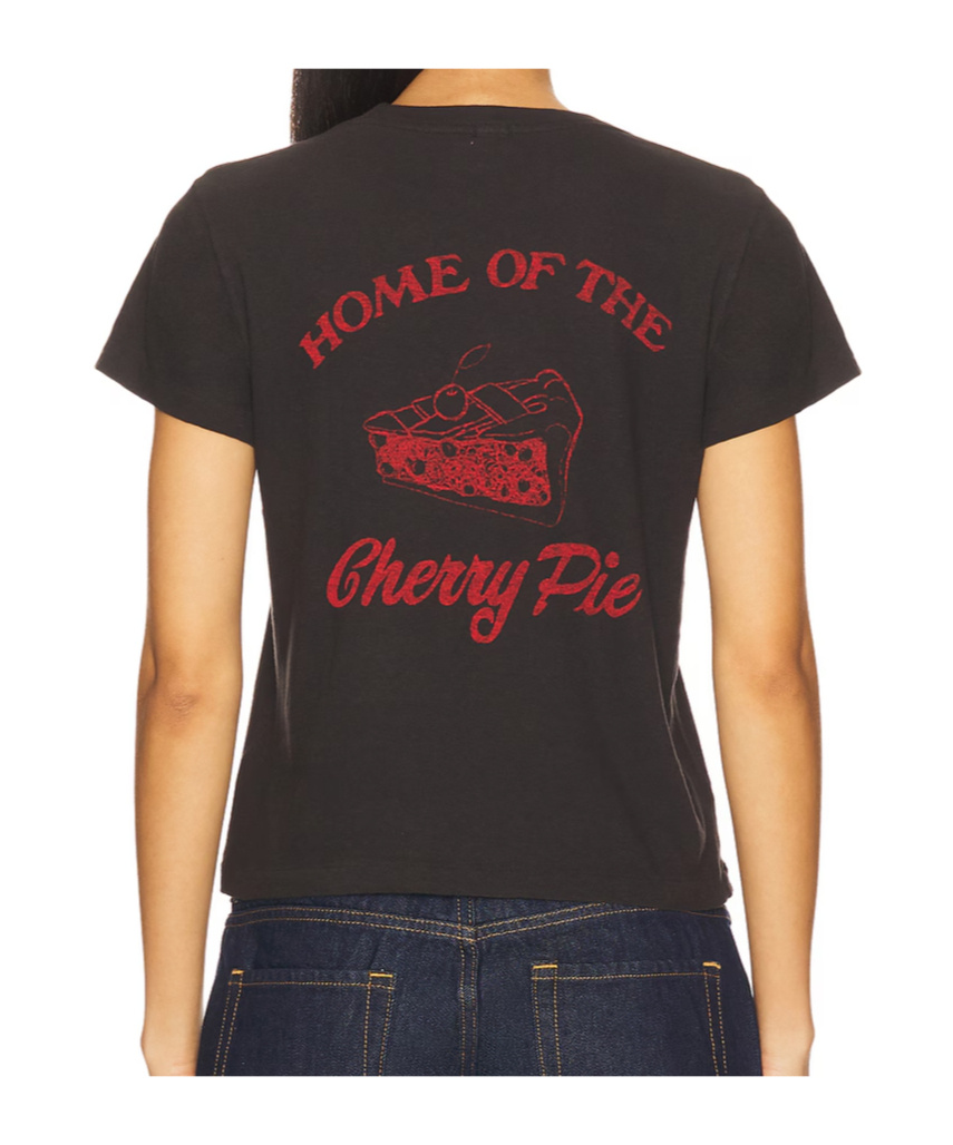 Re/done Cherry Pie Graphic Tee In Black