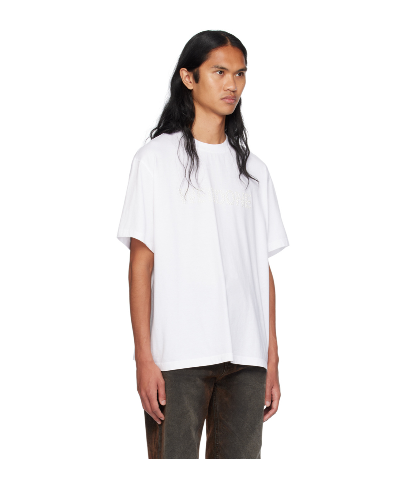 We11 Done Round Collar Logo T-shirt In White