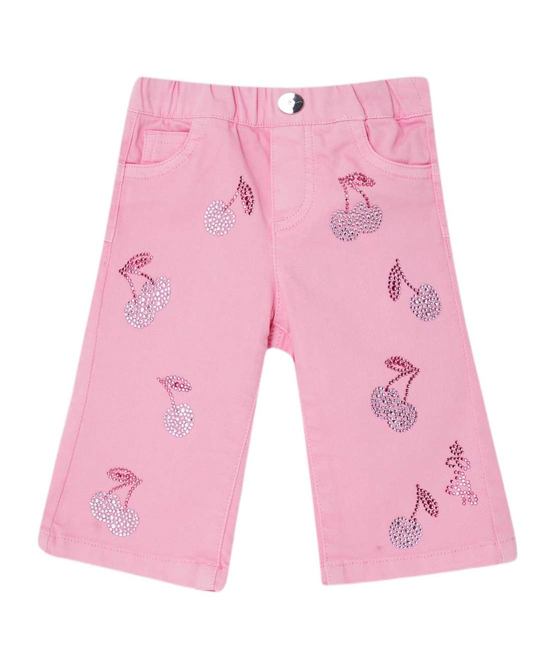 Liu •jo Cotton Trousers With Rhinestones In Pink