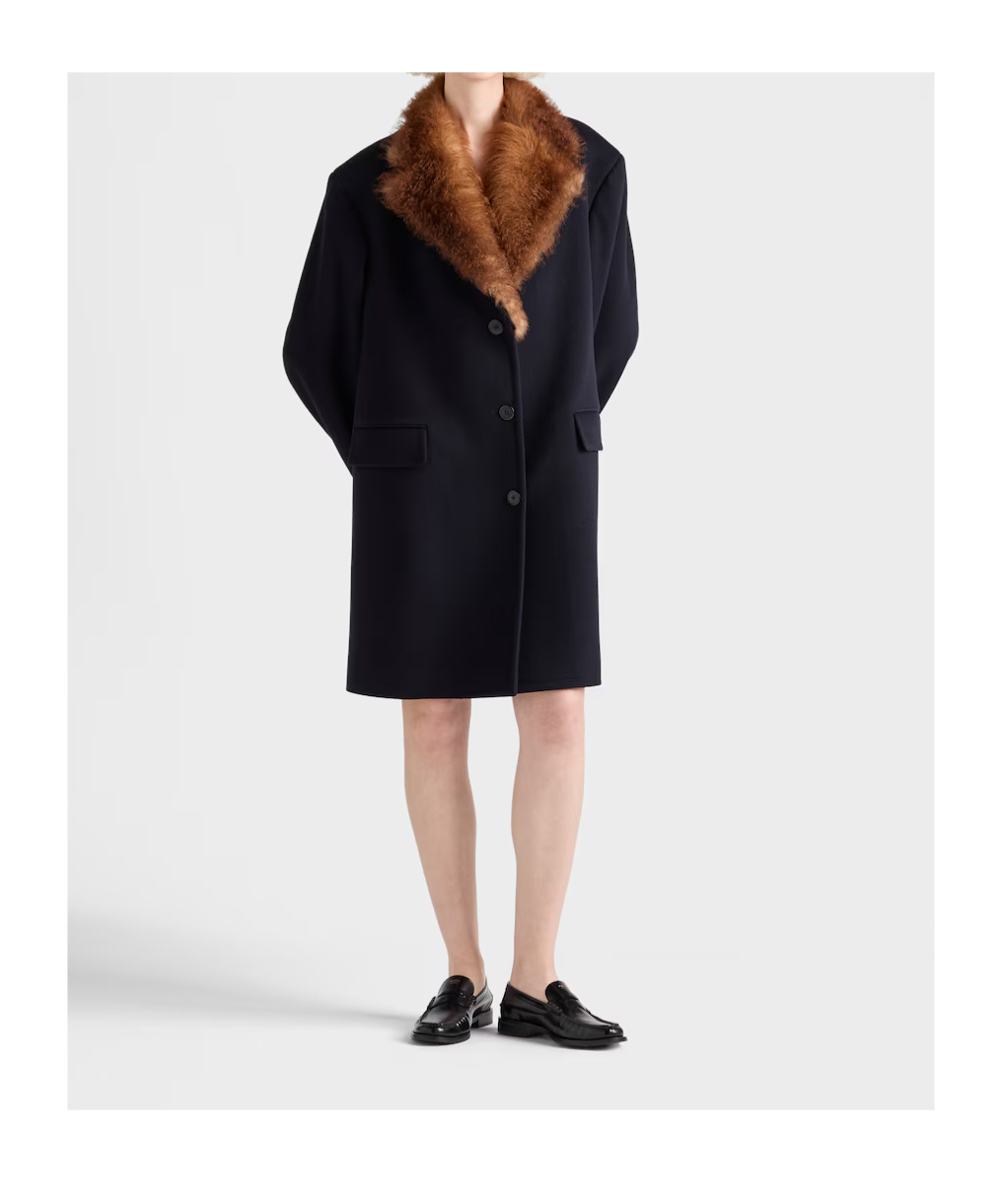 Prada Single-breasted Cloth Coat In Blue