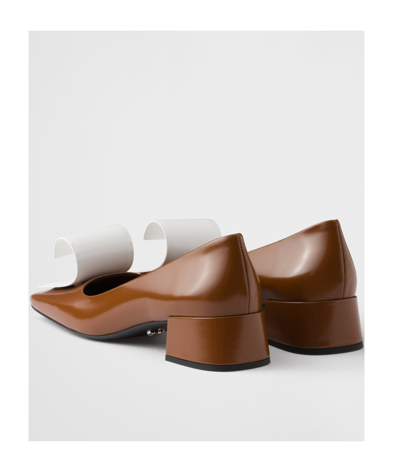 Prada Scarpe Con Tacco In Pelle Bicolor  Donna In Tobacco Color/white