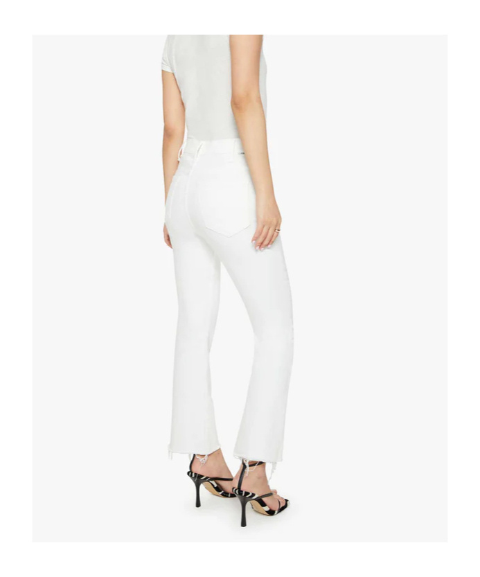 Mother Frayed Detail Trousers In White