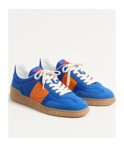 Valentino Multicolor Split Leather And Leather Upvillage Sneakers In Blue