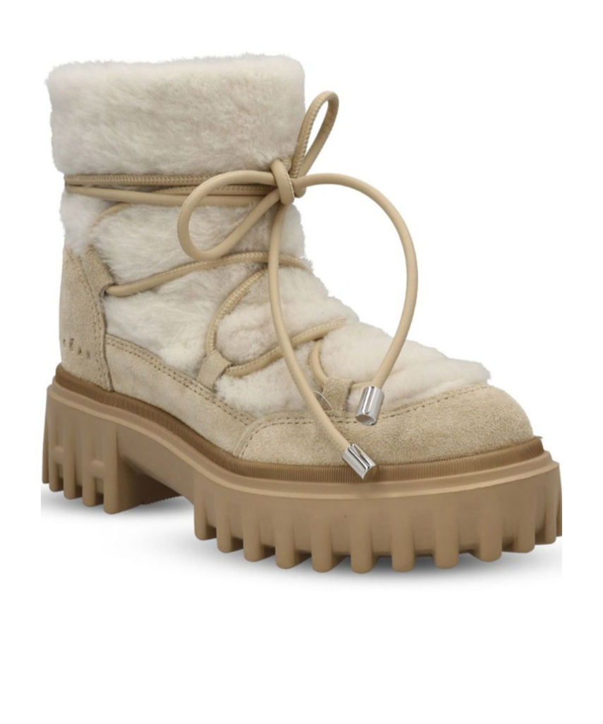 Hogan Lace-up Shearling-trim Boots In Brown