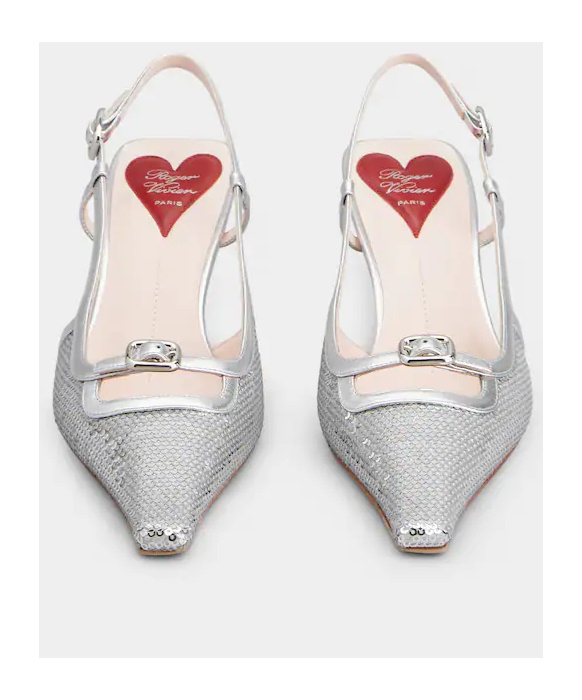 Roger Vivier Small Buckle Slingback Pumps In White