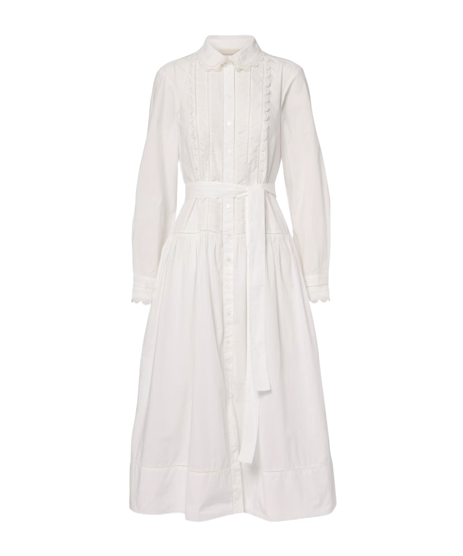 Ulla Johnson Ariane Dress With Belted Waist And Front Slit In White