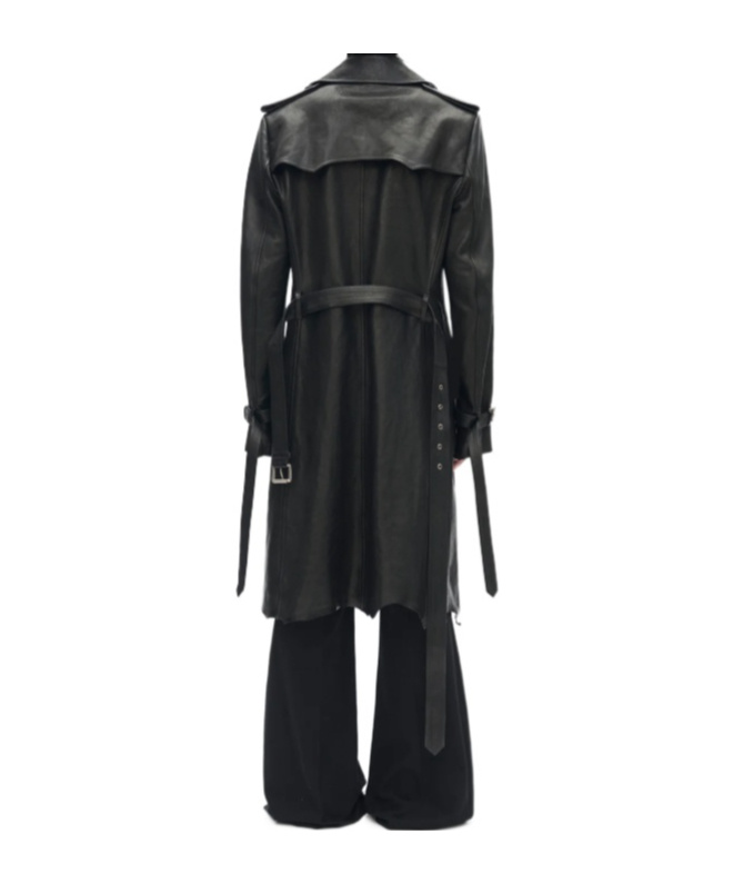 Ann Demeulemeester Flupke Double-breasted Leather Coat In Black