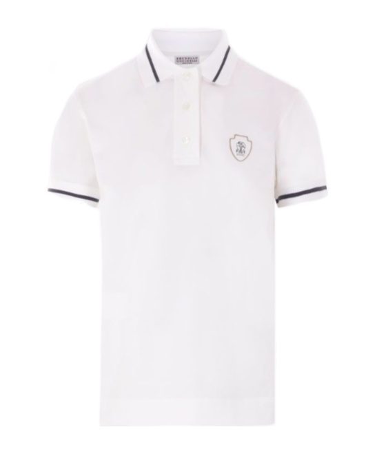 Brunello Cucinelli Tennis Logo-polo Shirt In White