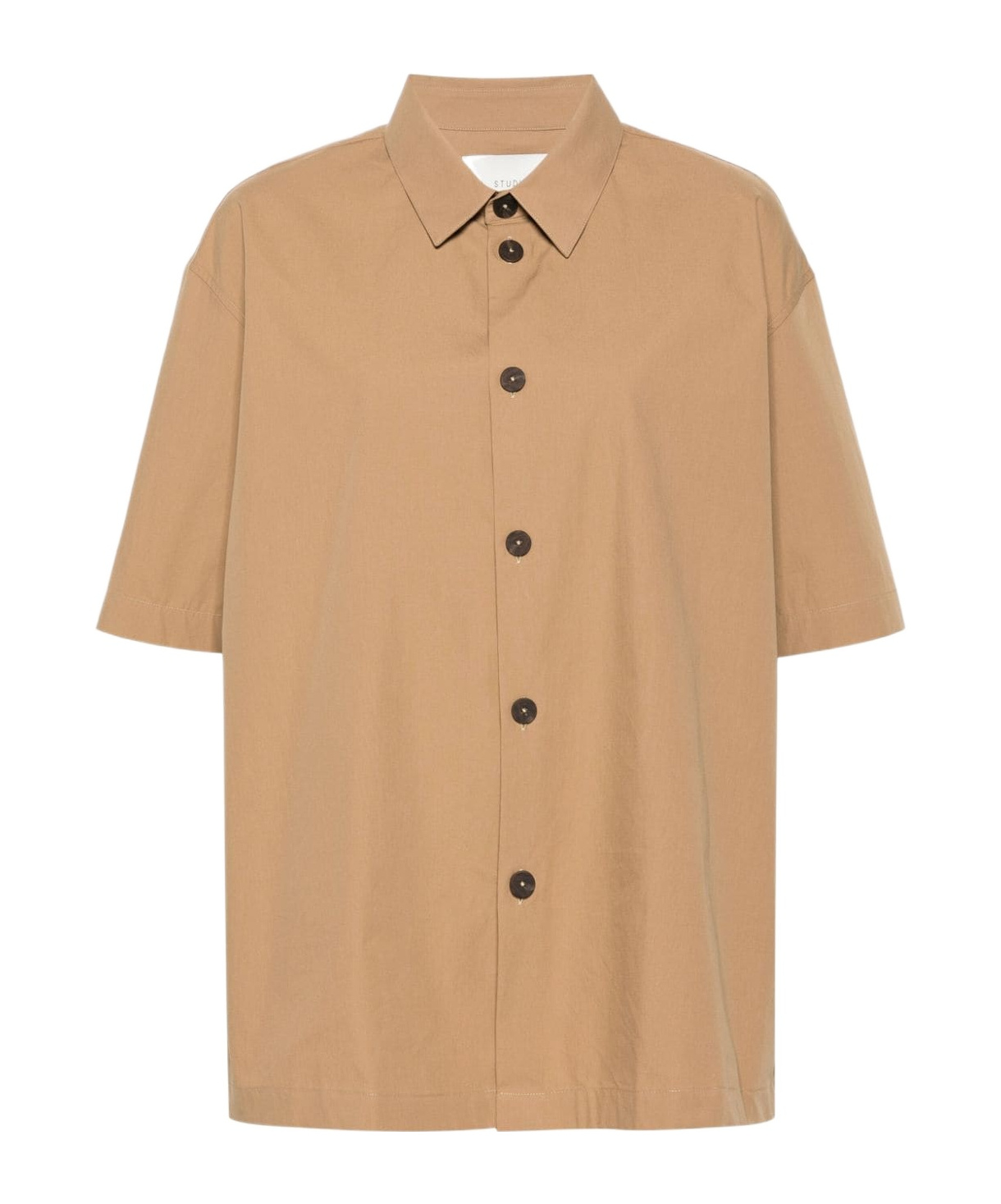 Studio Nicholson Collared Cotton Poplin Shirt In Nude